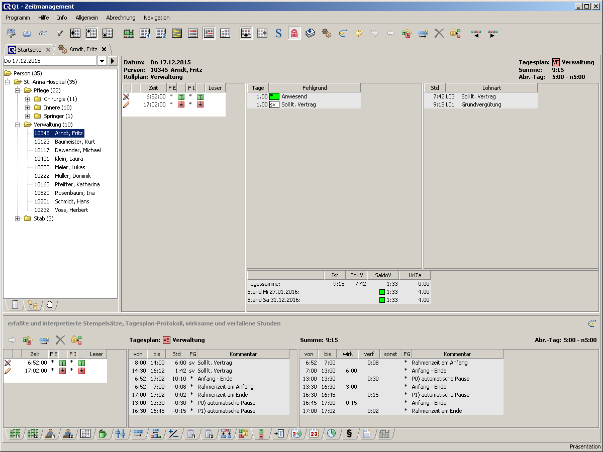 Abrechnung und Bearbeitung der Zeitdaten Abrechnung und Bearbeitung der Zeitdaten