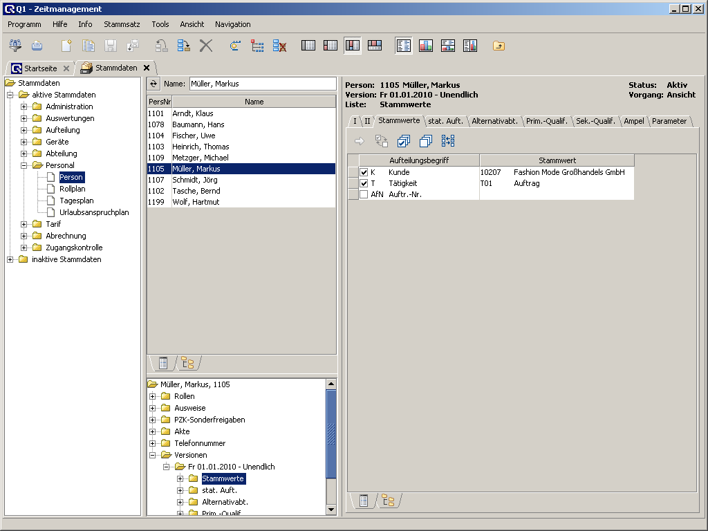 Aufteilung Stammwerte Aufteilung Stammwerte
