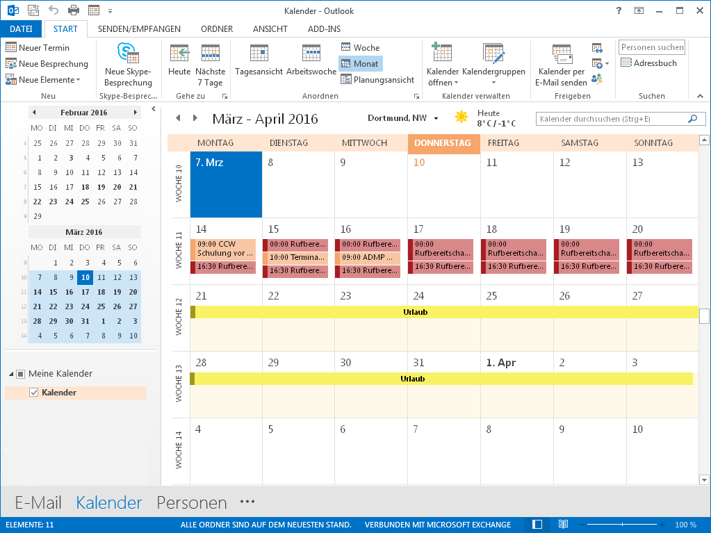 Export: Abwesenheiten in Outlook-Kalender