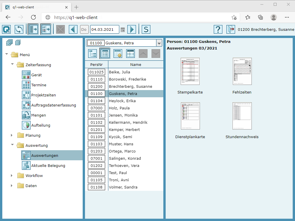 Q1 WebClient: Auswertungen per Download